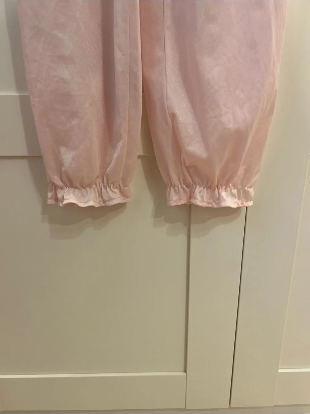 Soft Pink Lace-Trim Satin Ladies Nightwear